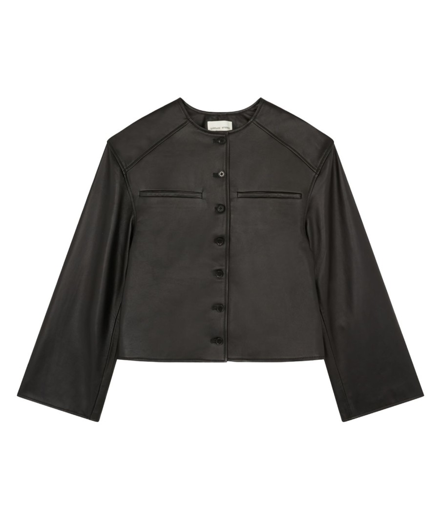 Clothing Loulou Studio | Brize Cropped Leather Jacket In Black