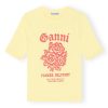 Clothing Ganni | Cotton Jersey Fitted T-Shirt In Yellow Cream