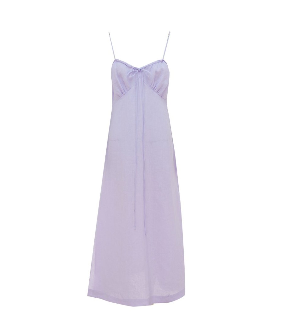 Clothing Casa Raki | Selina Linen Slip Dress In Lilac