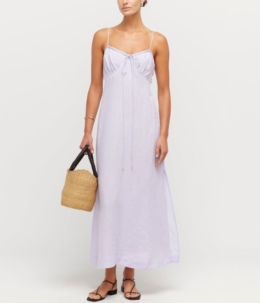 Clothing Casa Raki | Selina Linen Slip Dress In Lilac