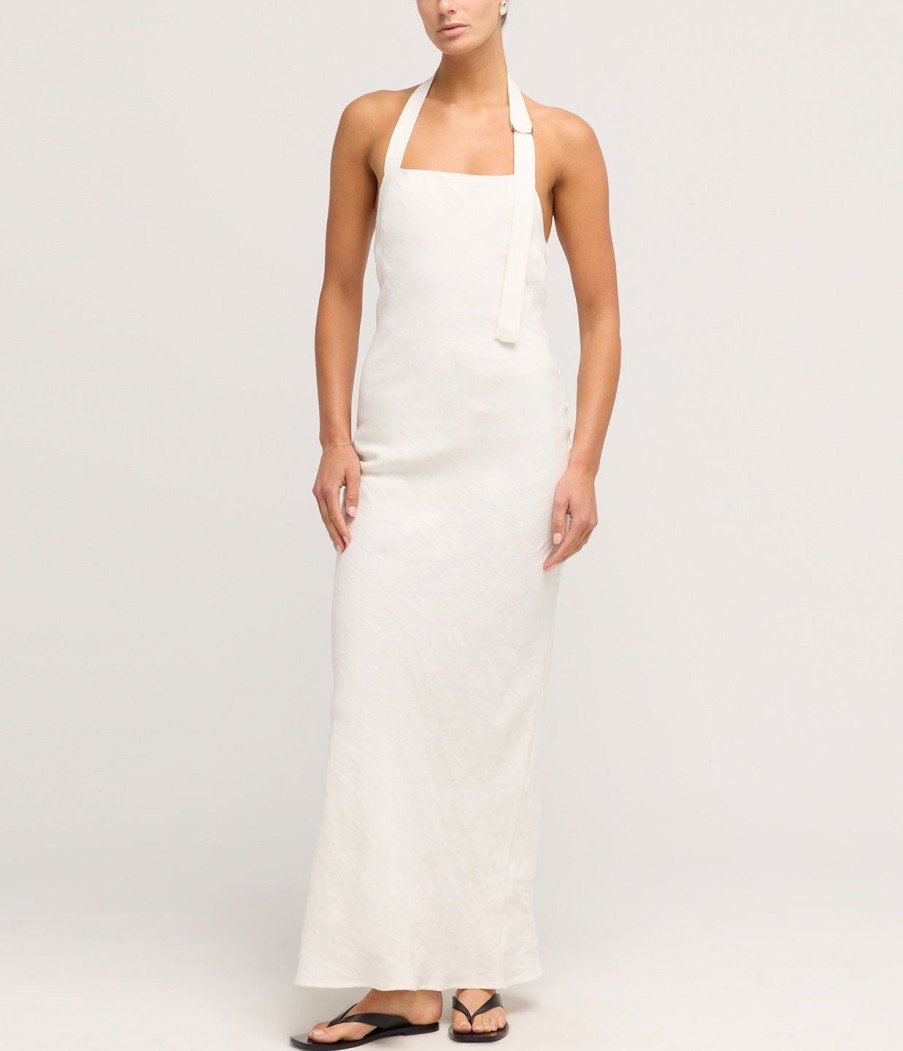 Clothing St Agni | Linen Bias Maxi Dress In Ivory