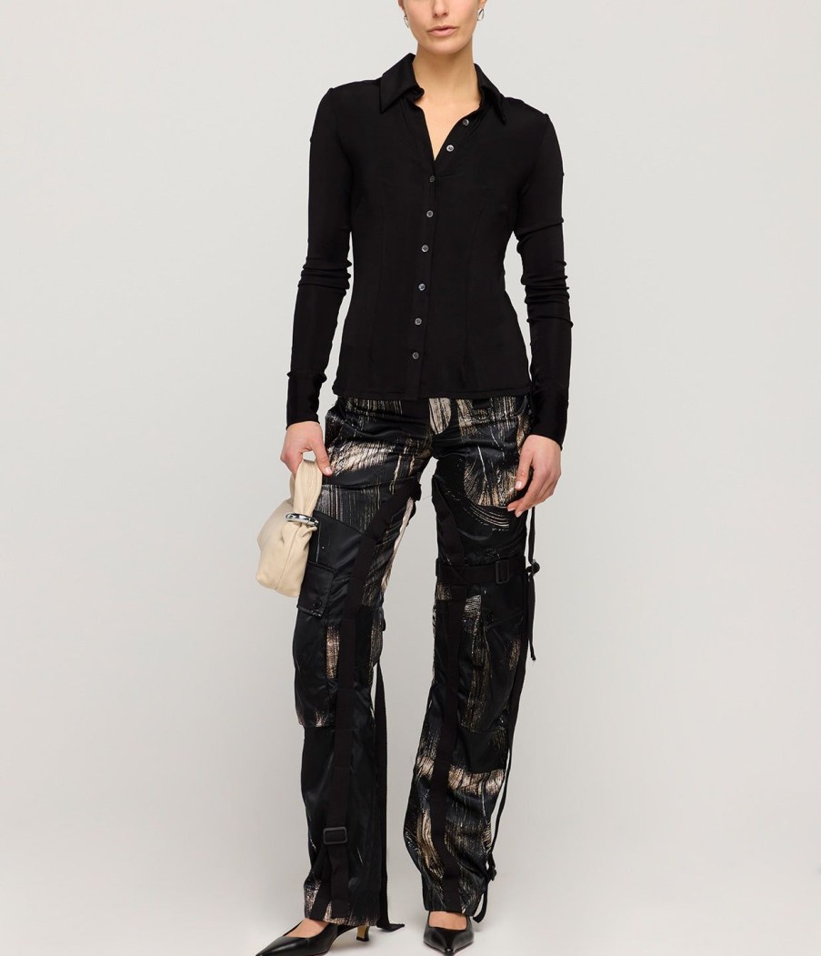 Clothing Louisa Ballou | Classic Cargo Pants In Painted Black