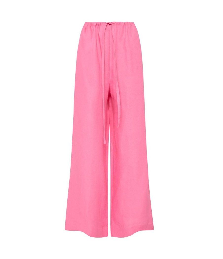 Clothing Bondi Born | Delphi Organic Linen Drawstring Pant In Rose