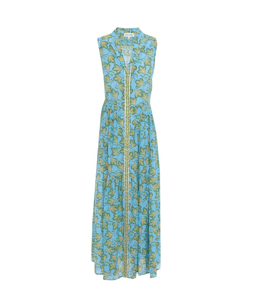 Clothing Saloni | Arya Sleeveless Maxi Dress In Elm Sky