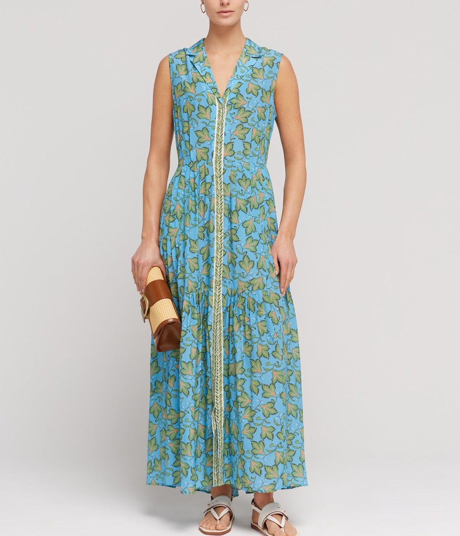 Clothing Saloni | Arya Sleeveless Maxi Dress In Elm Sky