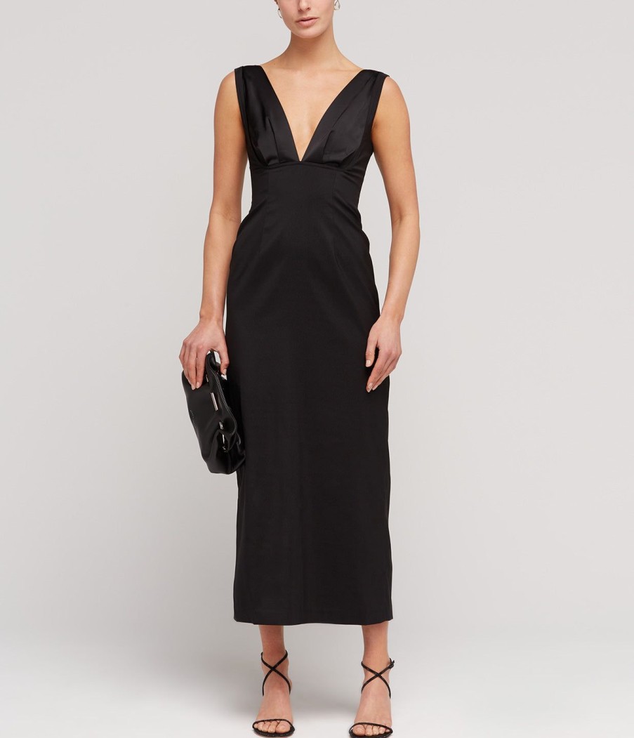 Clothing Wynn Hamlyn | Nancy V-Neck Dress In Black