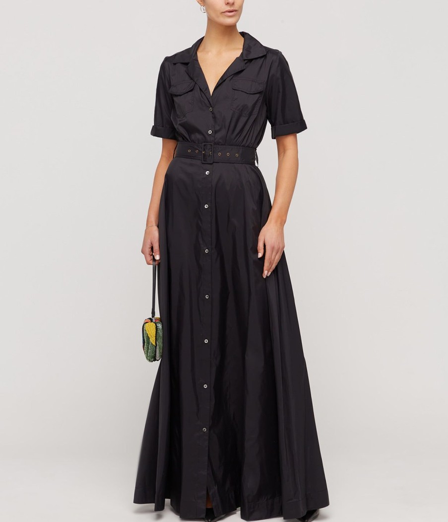 Clothing Staud | Millie Belted Shirt Dress In Black