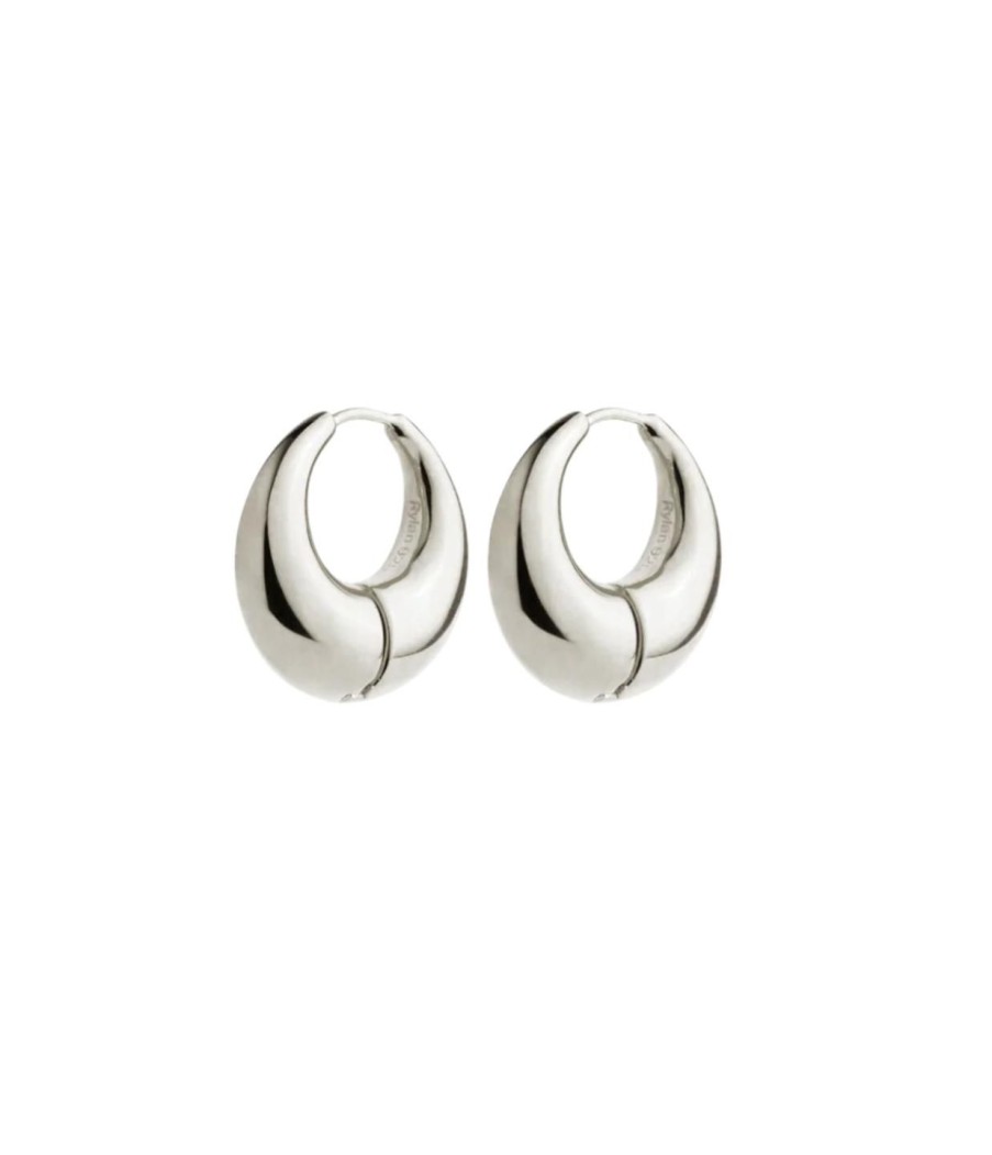 Accessories Rylan | Smooth Moon Hoop Earrings In Sterling Silver