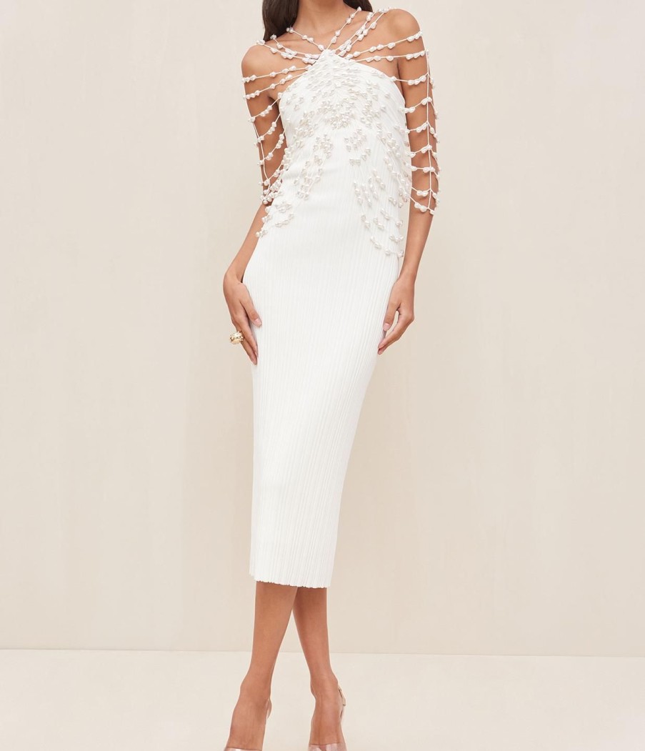 Clothing Cult Gaia | Cecelia Knit Halter Dress In Off White