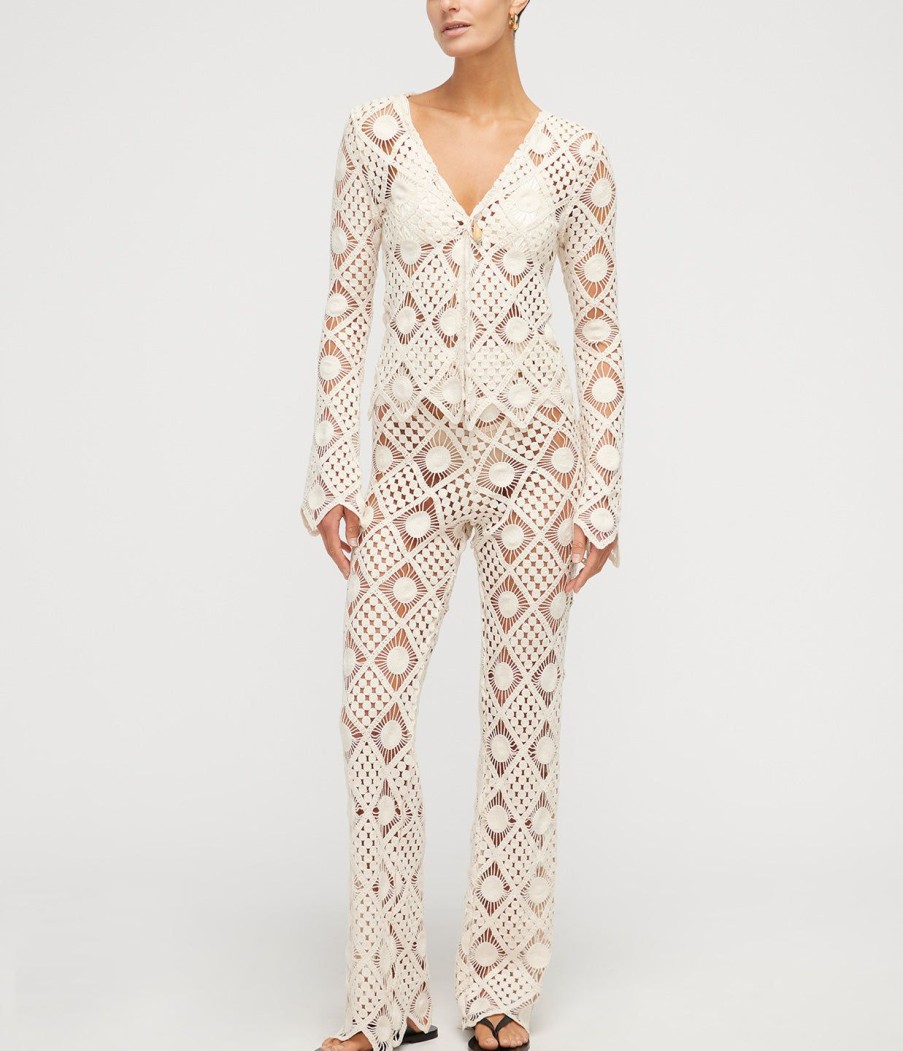 Clothing Sara Cristina | Nerea Crochet Long Sleeve Top In Natural Lace