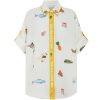 Clothing Alemais | Blue Marlin Embroidered Shirt In Cream