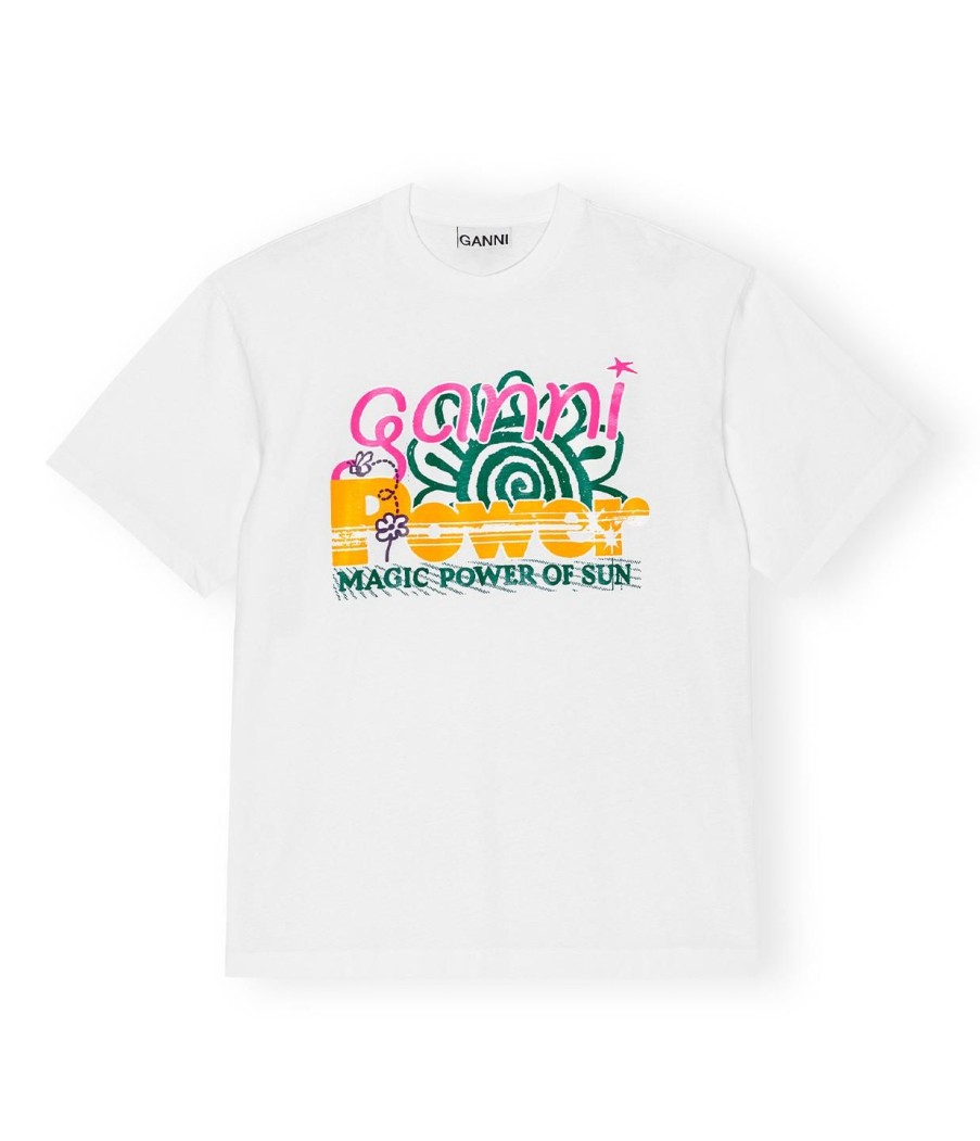 Clothing Ganni | Jersey Graphic T-Shirt In Bright White