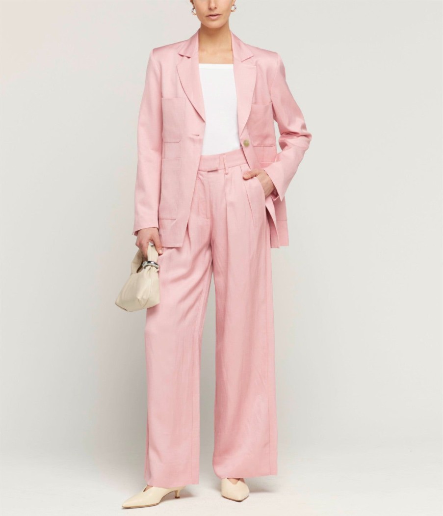 Clothing Friends with Frank | Sabine Linen Blend Trousers In Pink