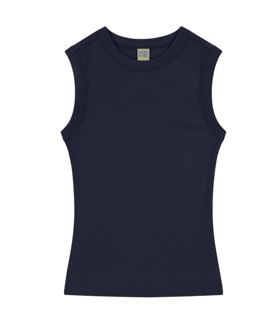 Clothing Flore Flore | Esme High Neck Tank In Navy