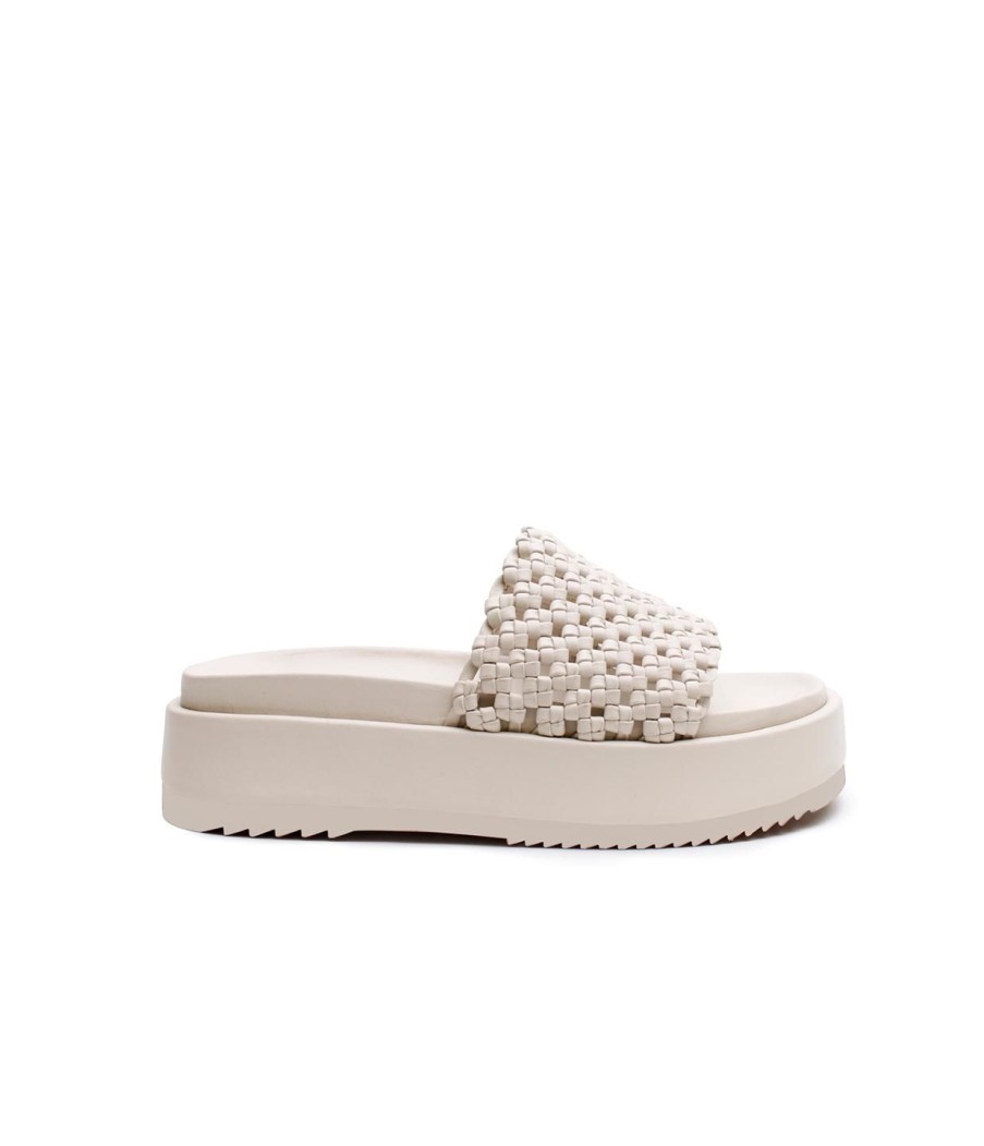 Shoes La Tribe | Knotted Platform Slide In Milk