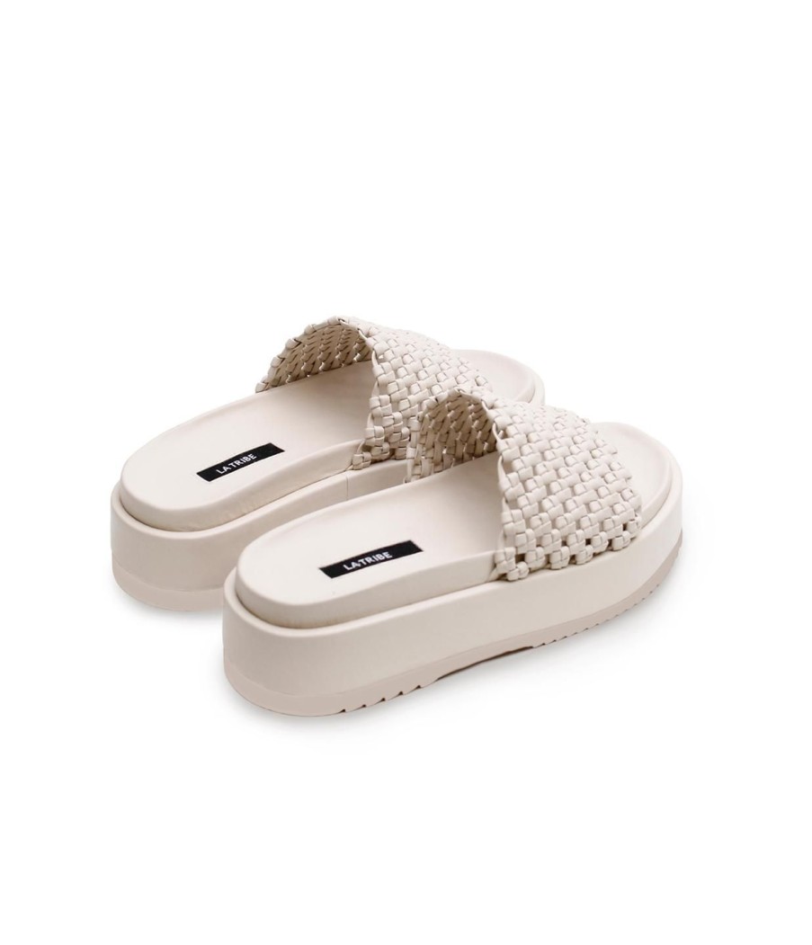 Shoes La Tribe | Knotted Platform Slide In Milk