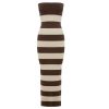 Clothing Posse | Theo Strapless Dress In Chocolate And Cream