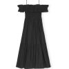 Clothing Ganni | Cotton Poplin Long Smock Dress In Black