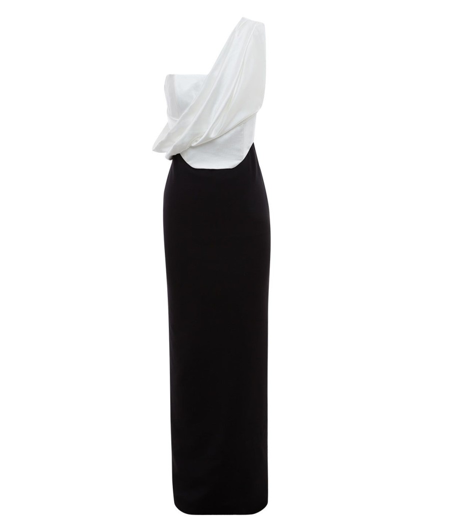 Clothing Solace London | Kara Knit Satin Maxi Dress In Cream And Black