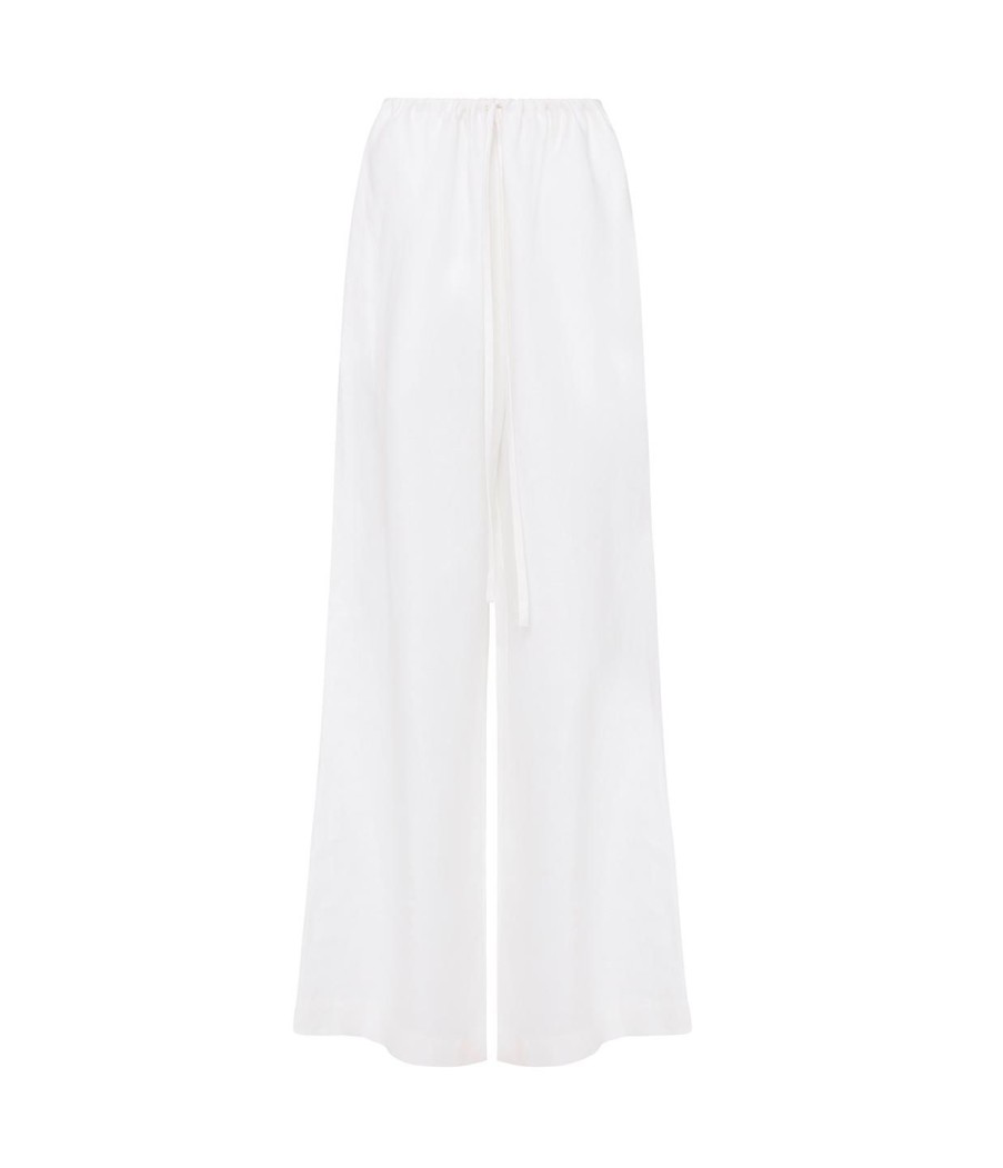 Clothing Bondi Born | Delphi Organic Linen Drawstring Pant In White