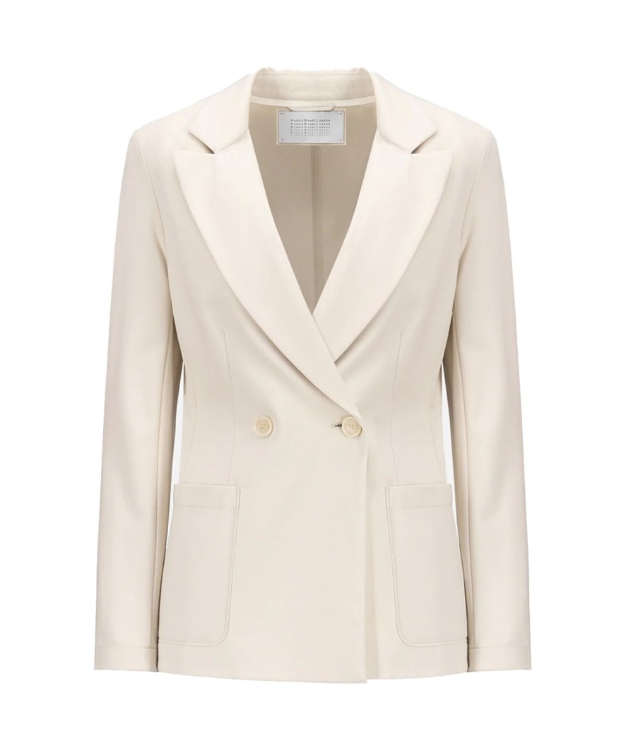 Clothing Harris Wharf London | Double Breasted Blazer With Shoulder Pads In Ivory