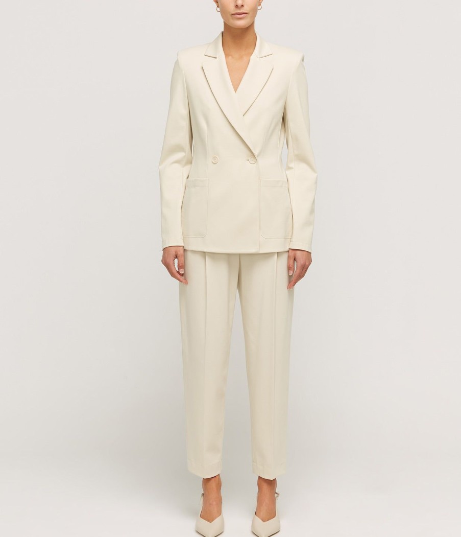 Clothing Harris Wharf London | Double Breasted Blazer With Shoulder Pads In Ivory