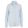 Clothing Vince | Slim Fit Silk Blouse In Powder Blue