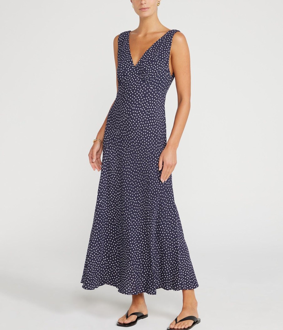 Clothing Rixo | Sandrine Sleeveless Dress In Spot Navy