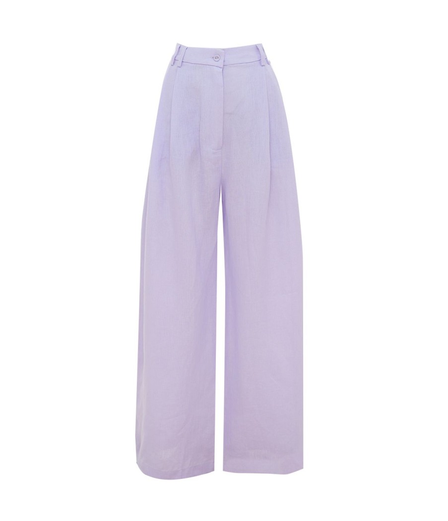 Clothing Casa Raki | Alma Linen Wide Leg Trousers In Lilac