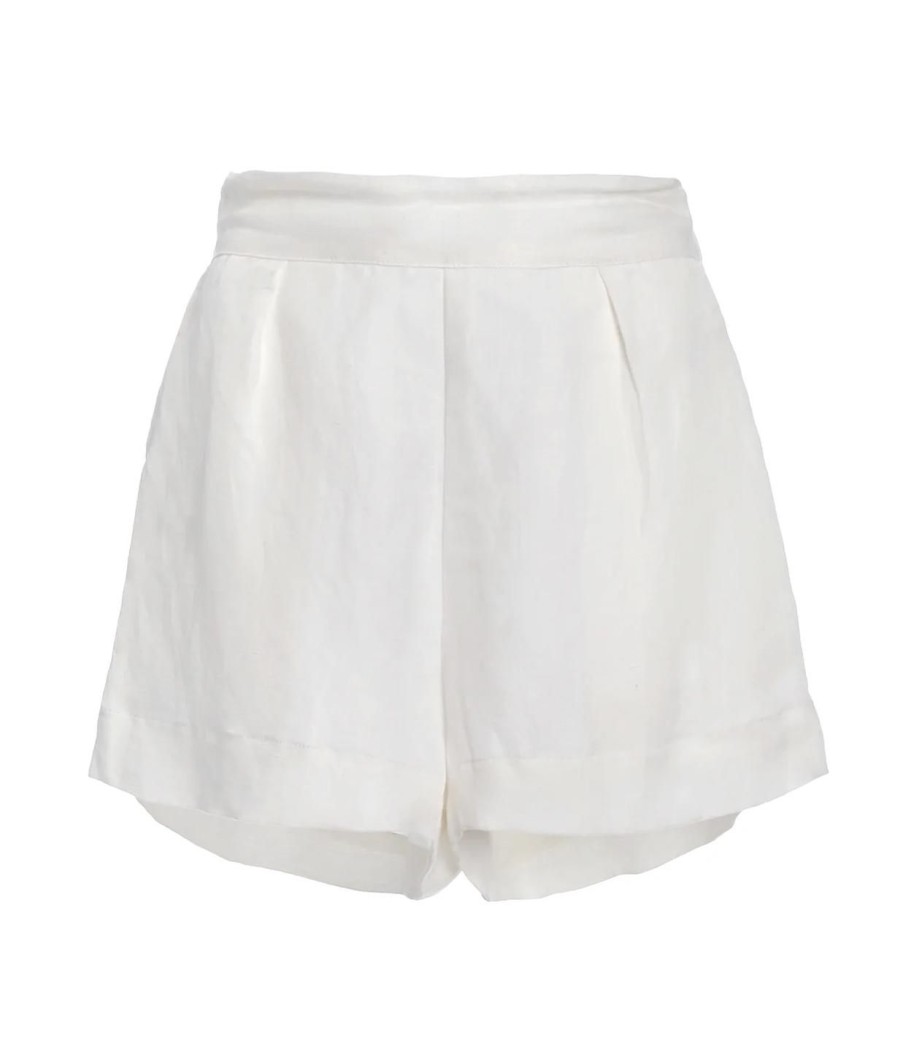 Clothing Anemos | High Waisted Silk Linen Short In White