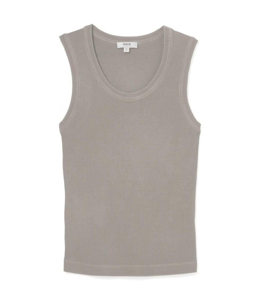 Clothing Agolde | Poppy Scoop Neck Tank In Drab