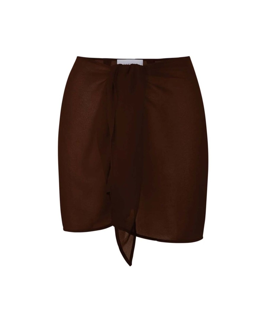 Clothing Anemos | The Wrap Mini Skirt Cover Up In Espresso