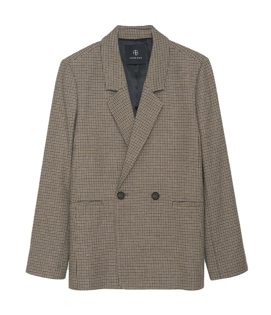 Clothing Anine Bing | Madeleine Blazer In Mini Houndstooth