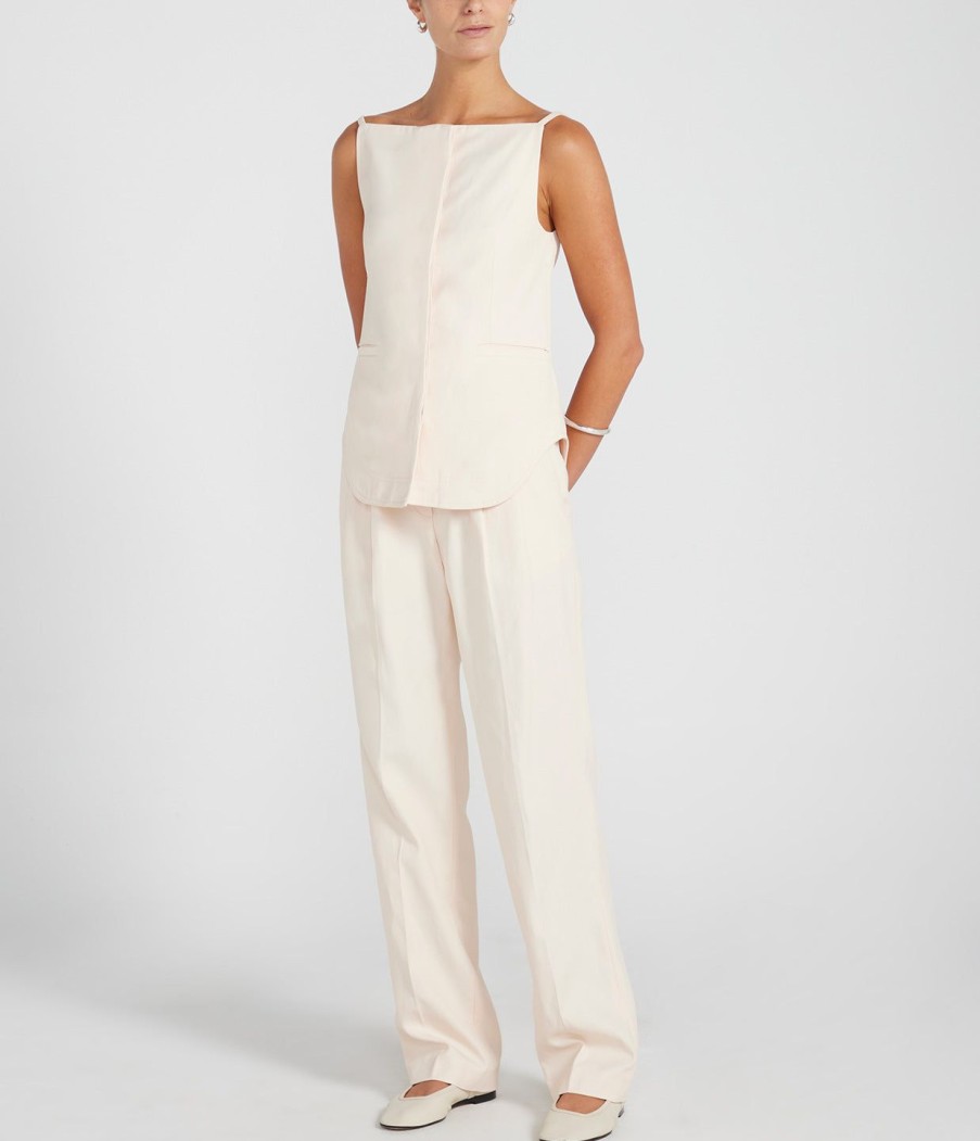 Clothing Loulou Studio | Sleeveless Linen Blend Top In Cream Rose