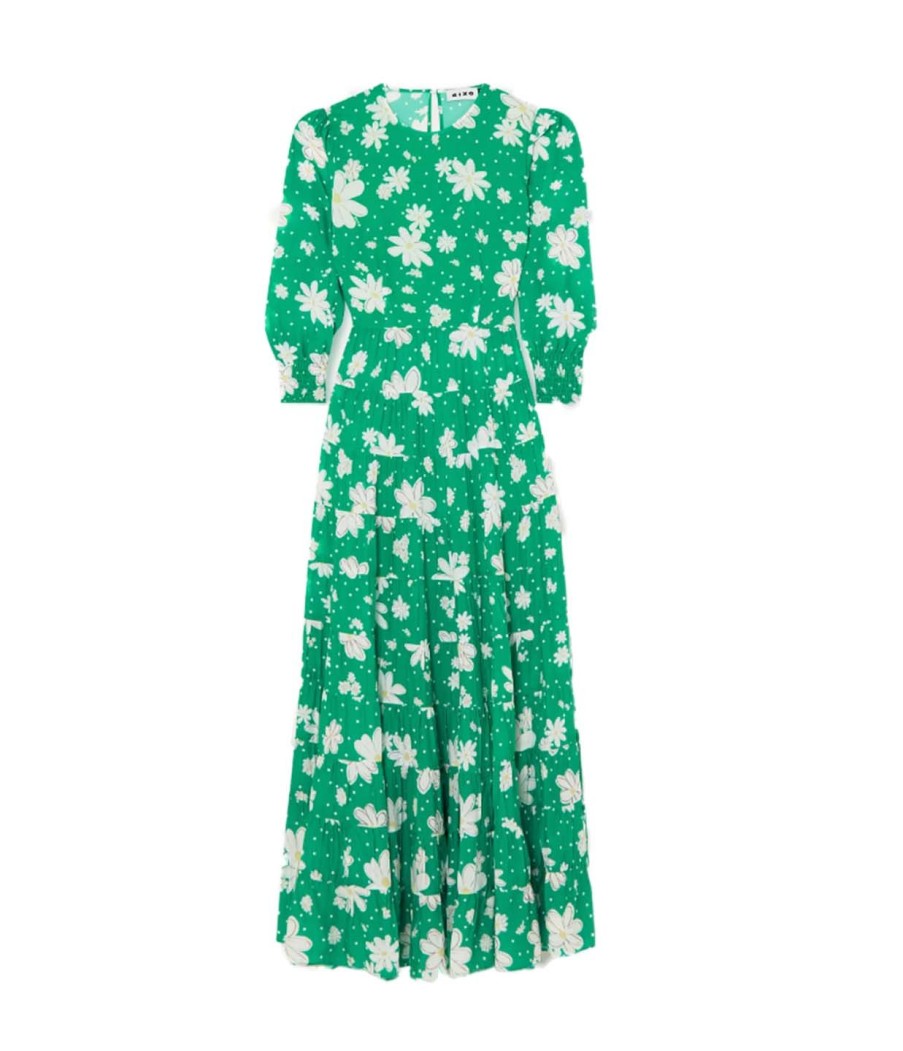 Clothing Rixo | Kristen Dress In Green Polka Daisy