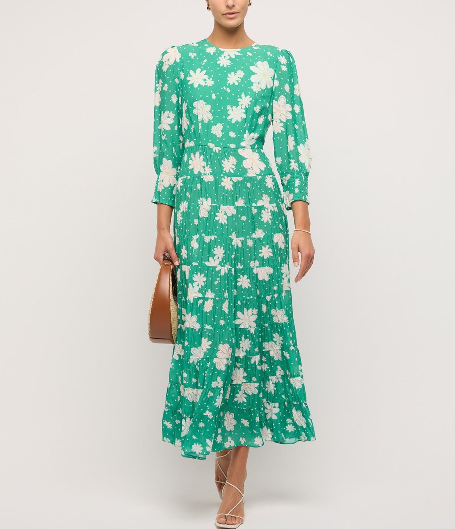 Clothing Rixo | Kristen Dress In Green Polka Daisy