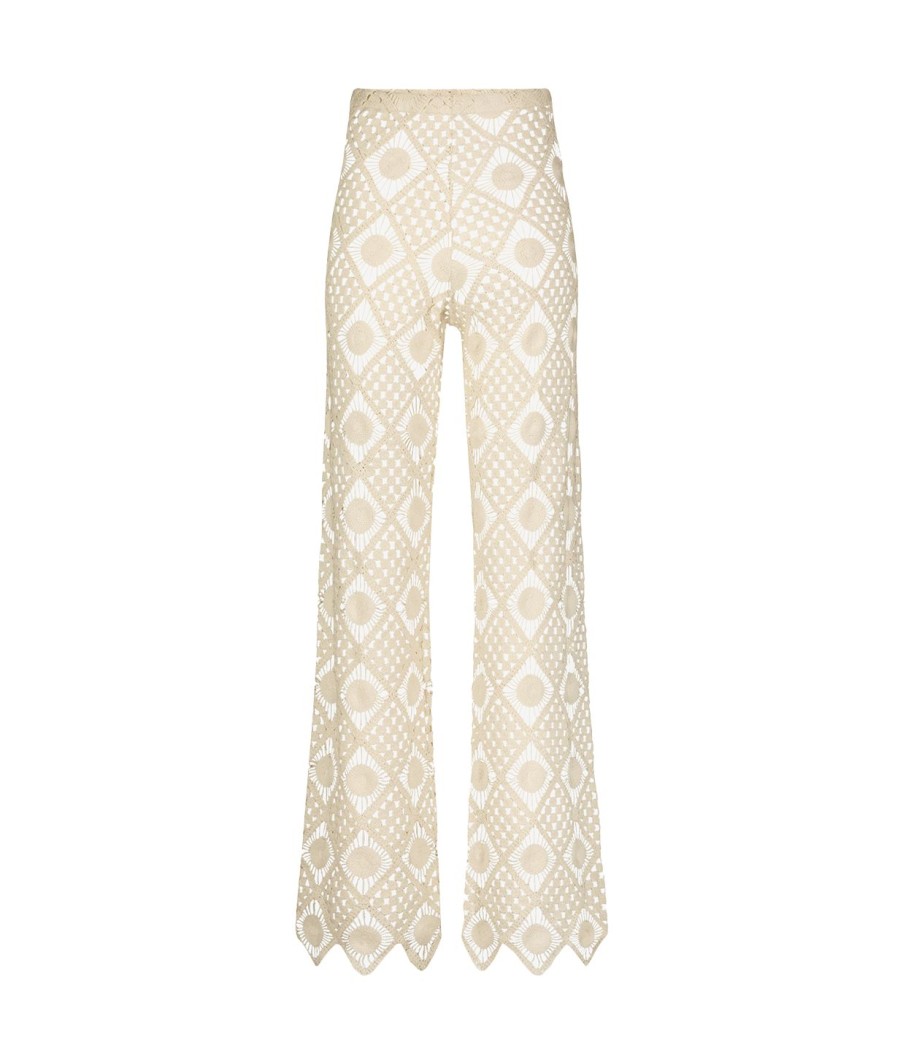 Clothing Sara Cristina | Playa Crochet Wide Leg Pants In Natural Lace