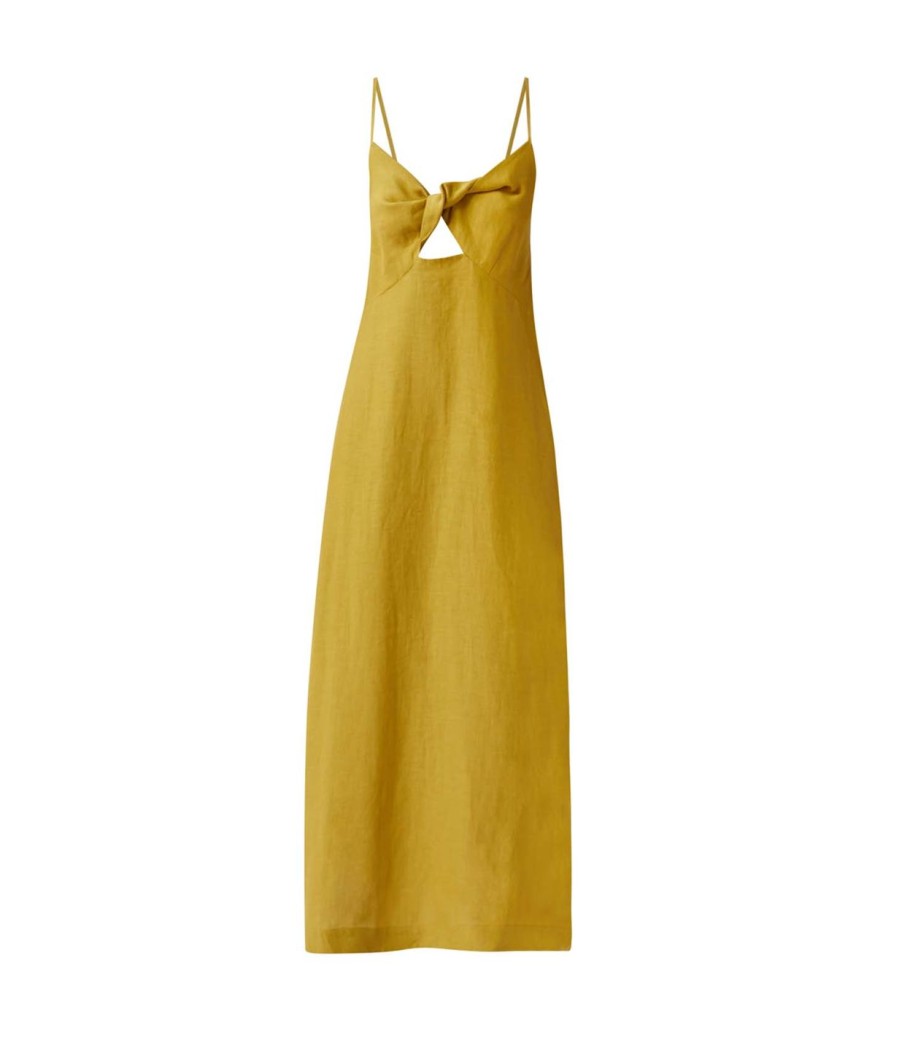 Clothing Casa Raki | Lara Linen Dress In Gold