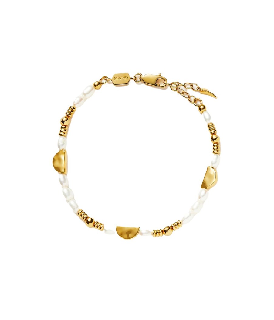 Accessories Missoma | Zenyu Seed Pearl Half Moon Bracelet In Gold