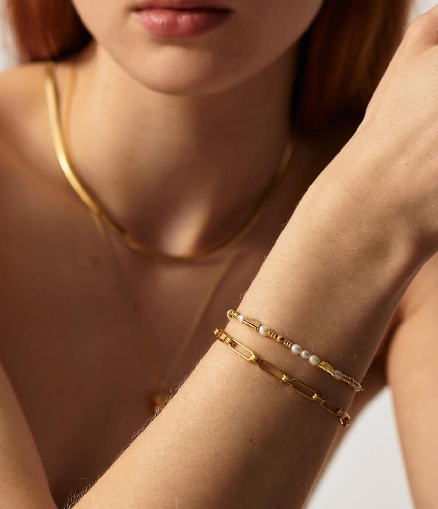 Accessories Missoma | Zenyu Seed Pearl Half Moon Bracelet In Gold