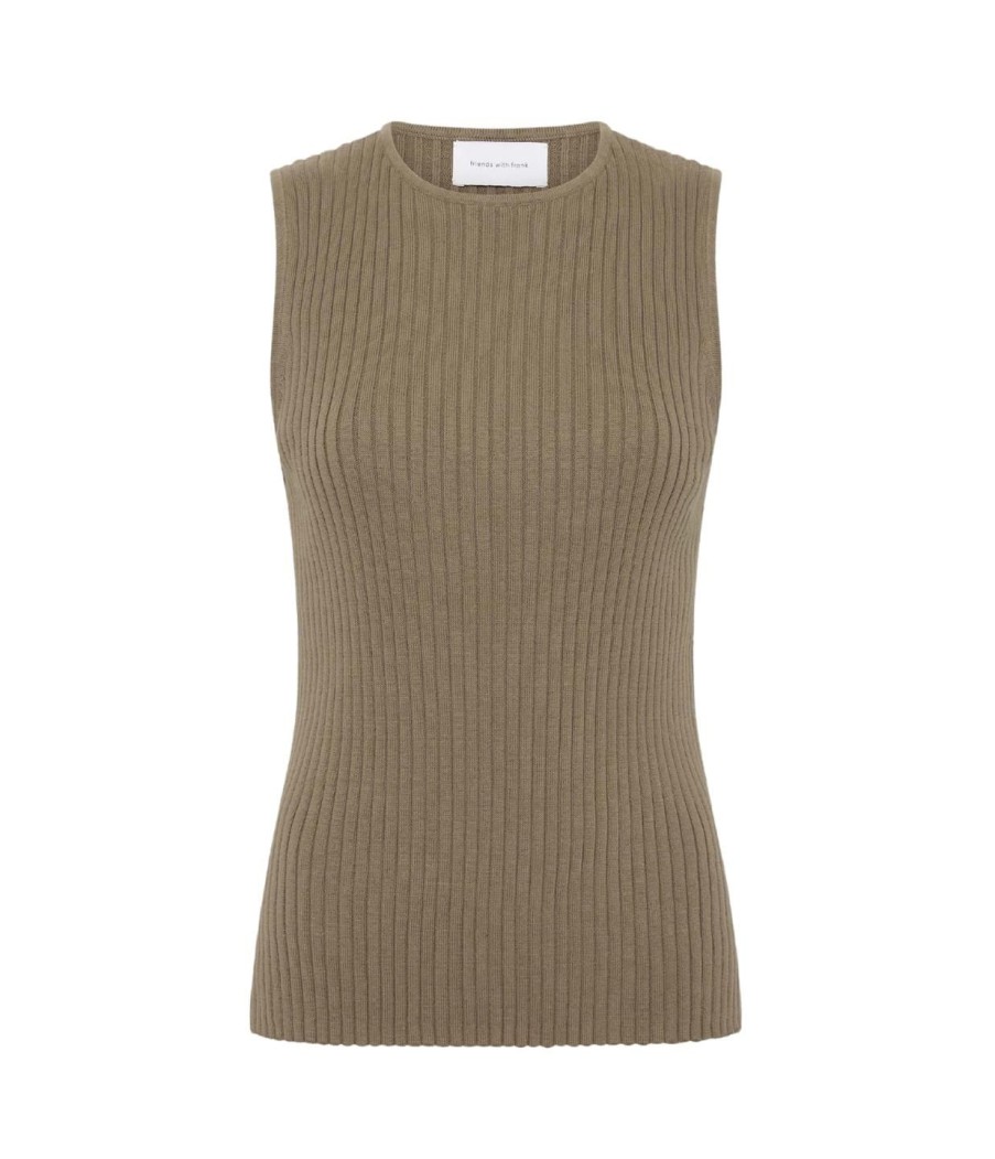 Clothing Friends with Frank | Cleo Sleeveless Top In Khaki