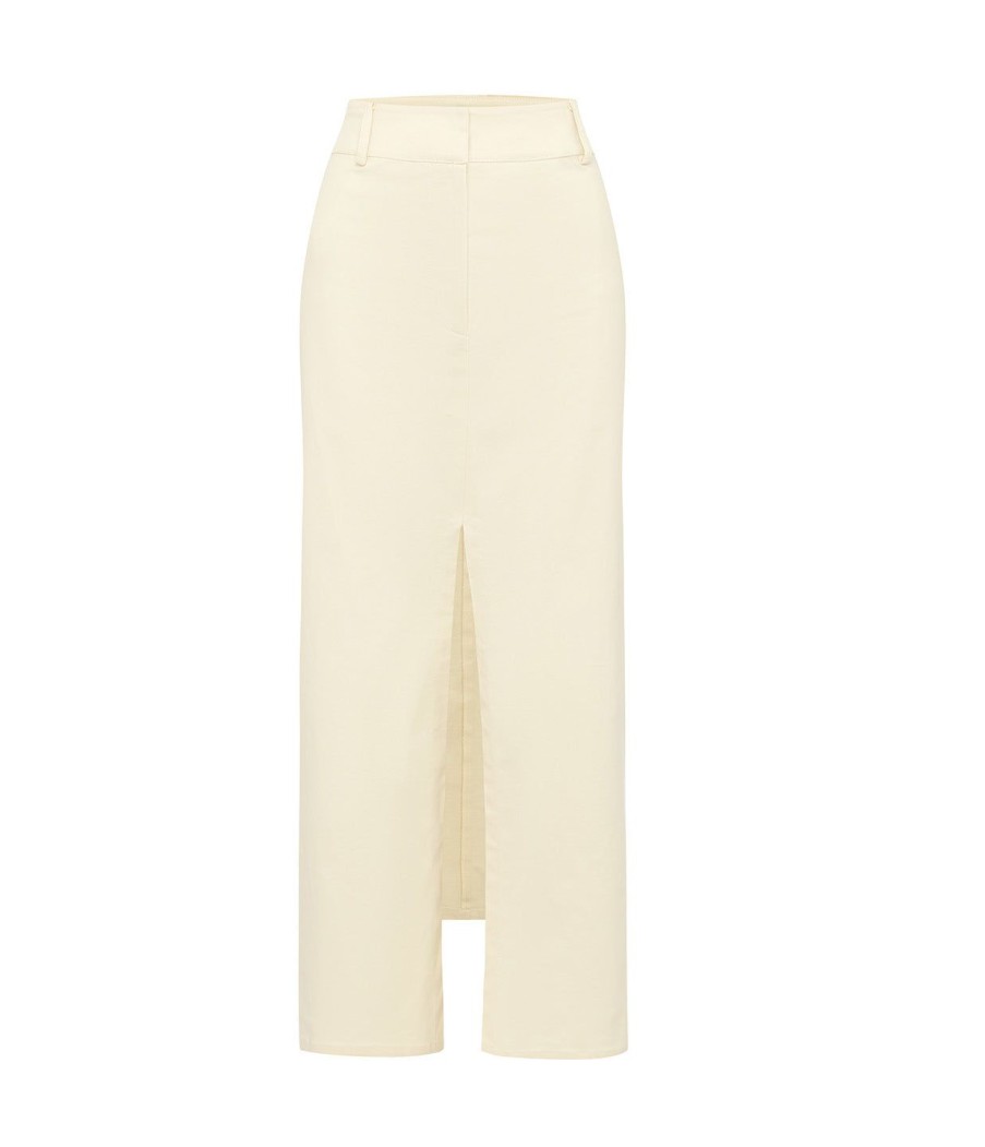 Clothing Jillian Boustred | Classic Denim Skirt In Cream