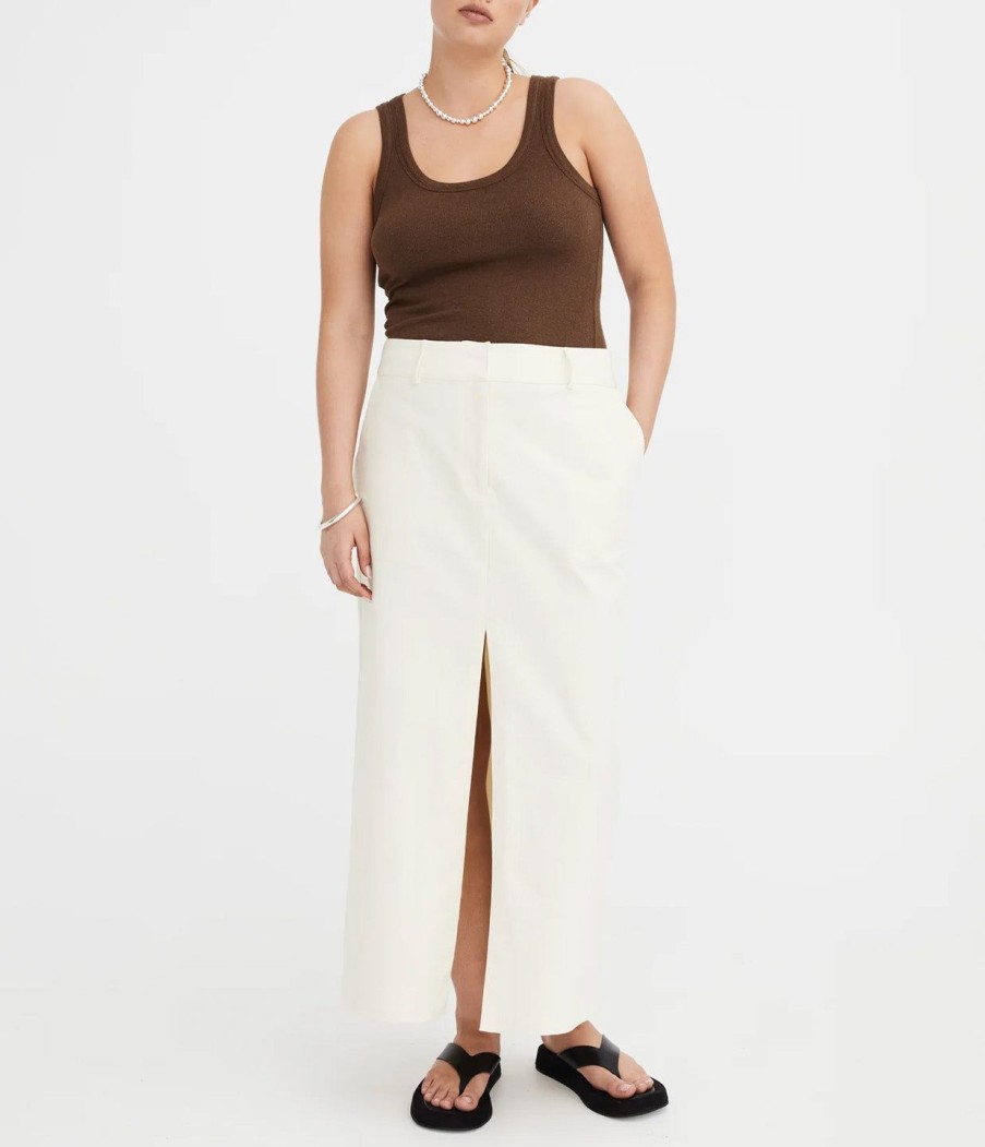 Clothing Jillian Boustred | Classic Denim Skirt In Cream