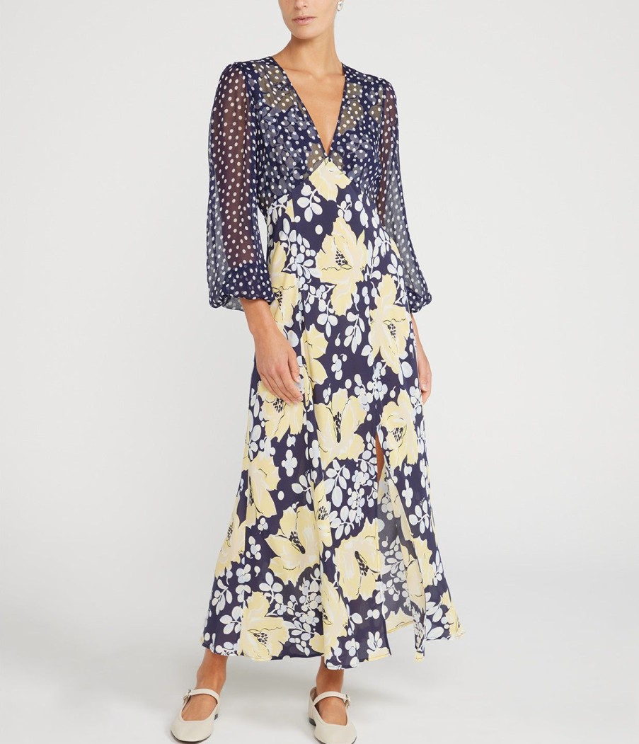 Clothing Rixo | Melanie Midi Dress In Umbrella Floral Navy