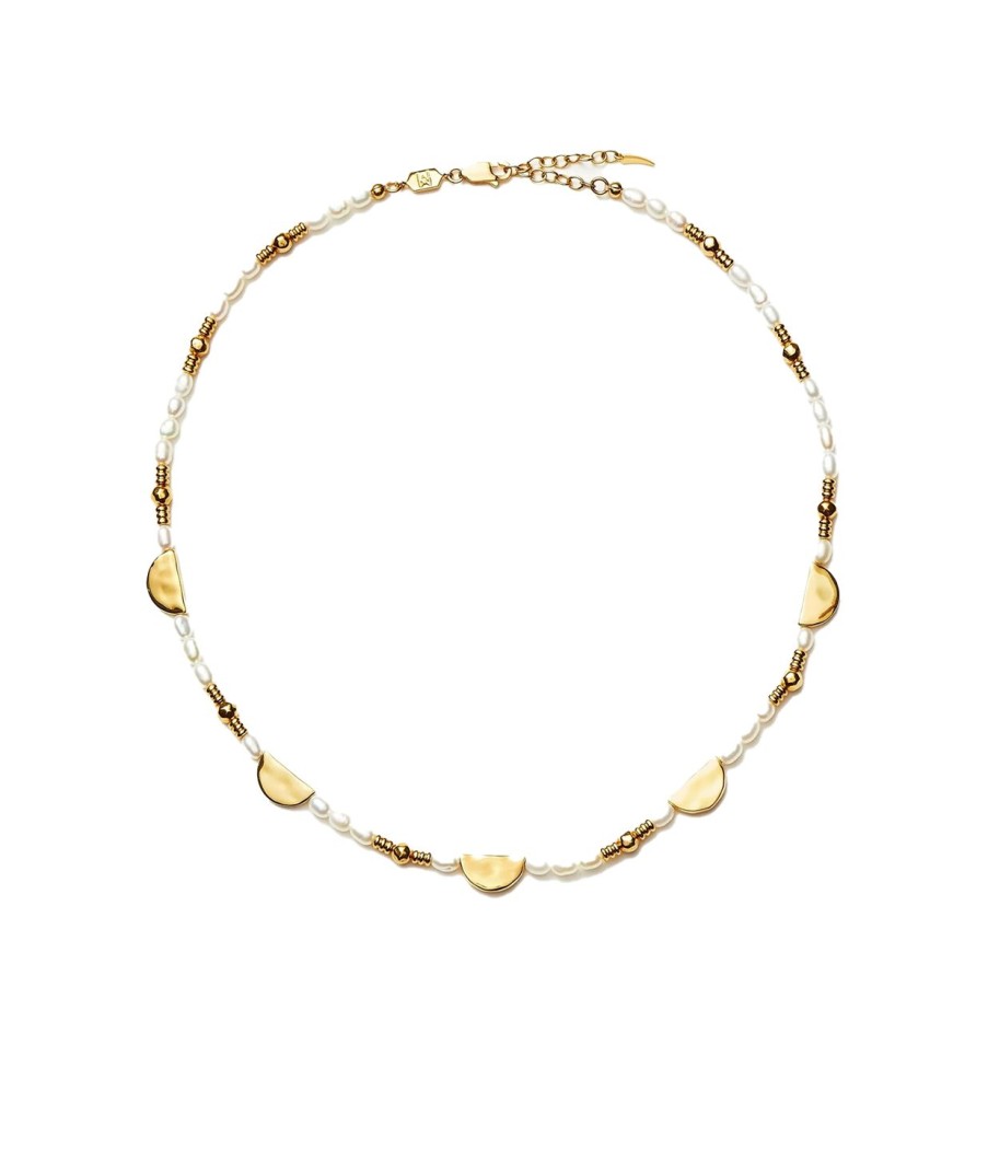 Accessories Missoma | Zenyu Seed Pearl Half Moon Necklace In Gold