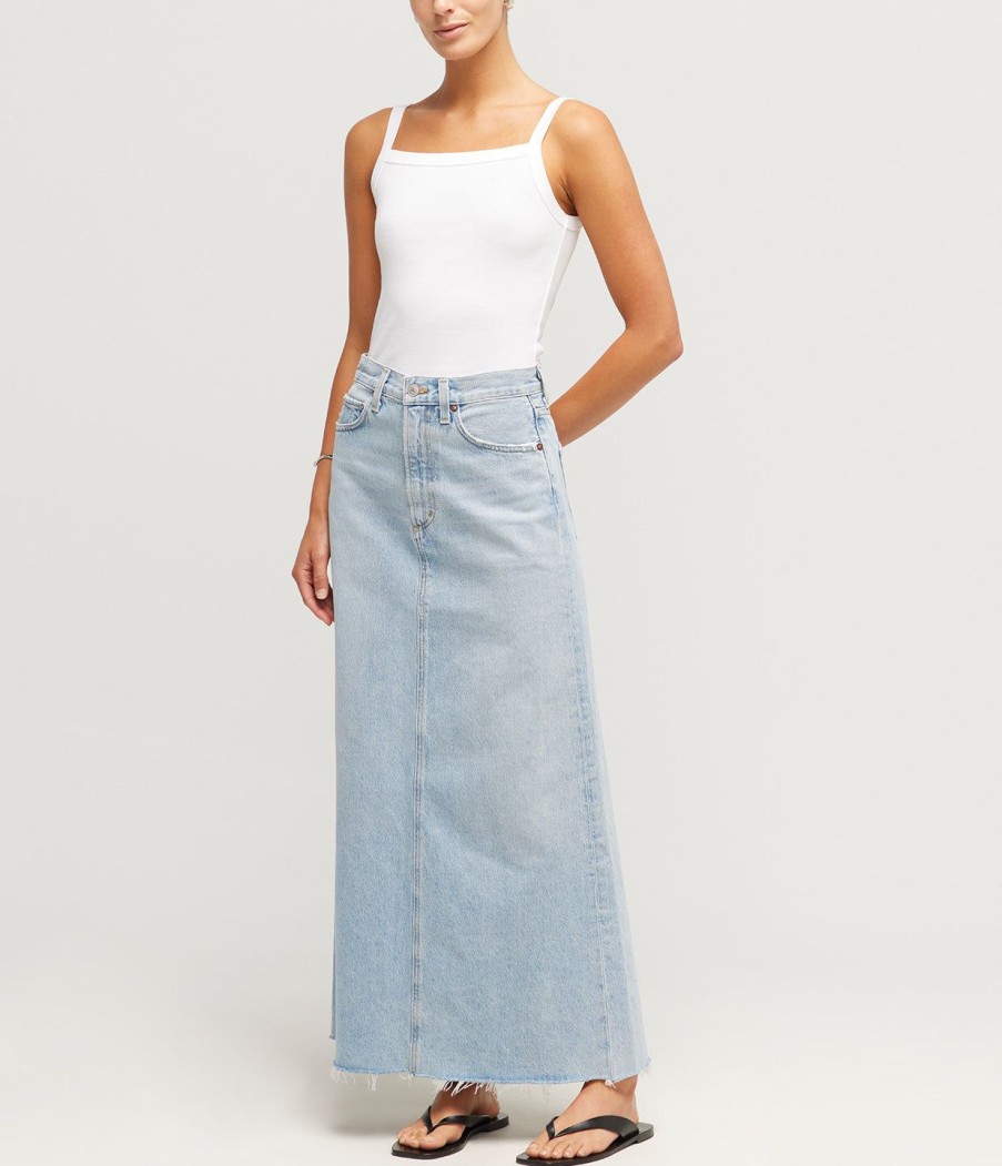 Clothing Agolde | Hilla Long Line Denim Skirt In Practice