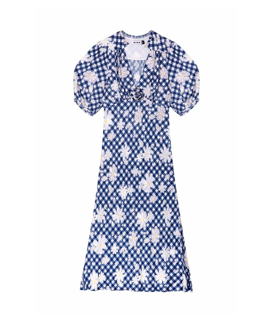 Clothing Rixo | Nicolette Dress In Riviera Daisy Check