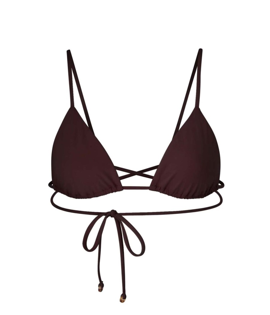 Clothing Anemos | The Wrap Triangle Bikini Top In Espresso