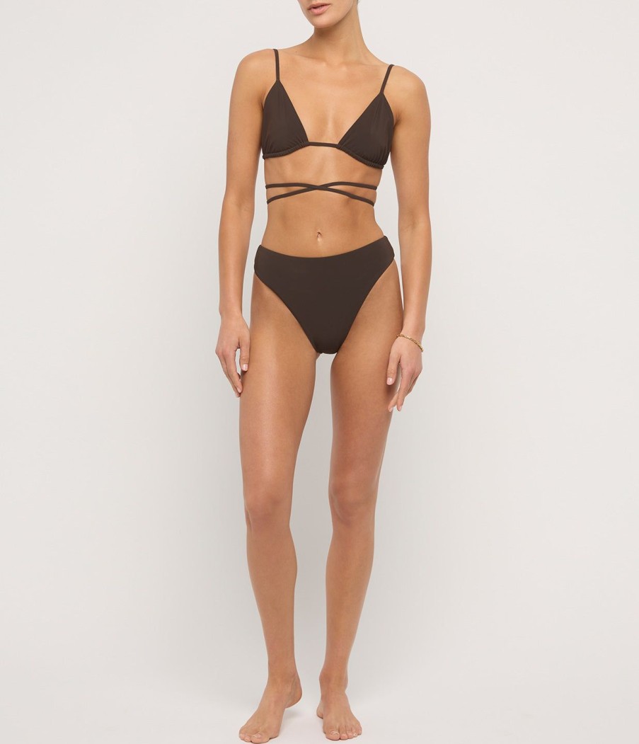 Clothing Anemos | The Wrap Triangle Bikini Top In Espresso