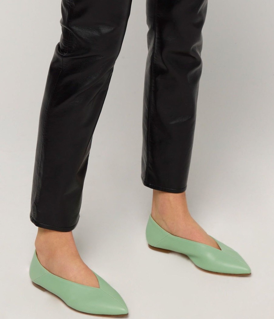 Shoes Aeyde | Moa Nappa Leather Flat In Mint